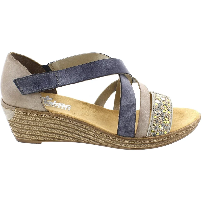 Sandals with monthly favoriteWomen's Rieker 62405-42 Fanni 05 Grey/Steel/Denim Synthetic