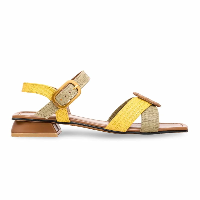 Sandals with black leatherYellow Formal Sandal FR5301