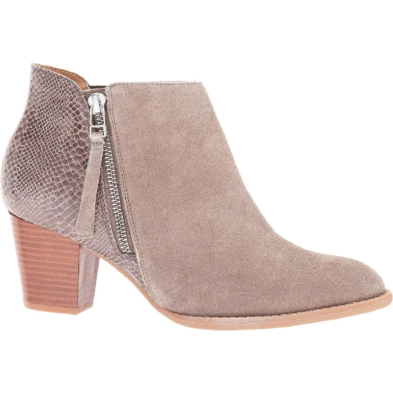 Booties with durable soles-Women's Vionic Anne Greige Suede/Leather