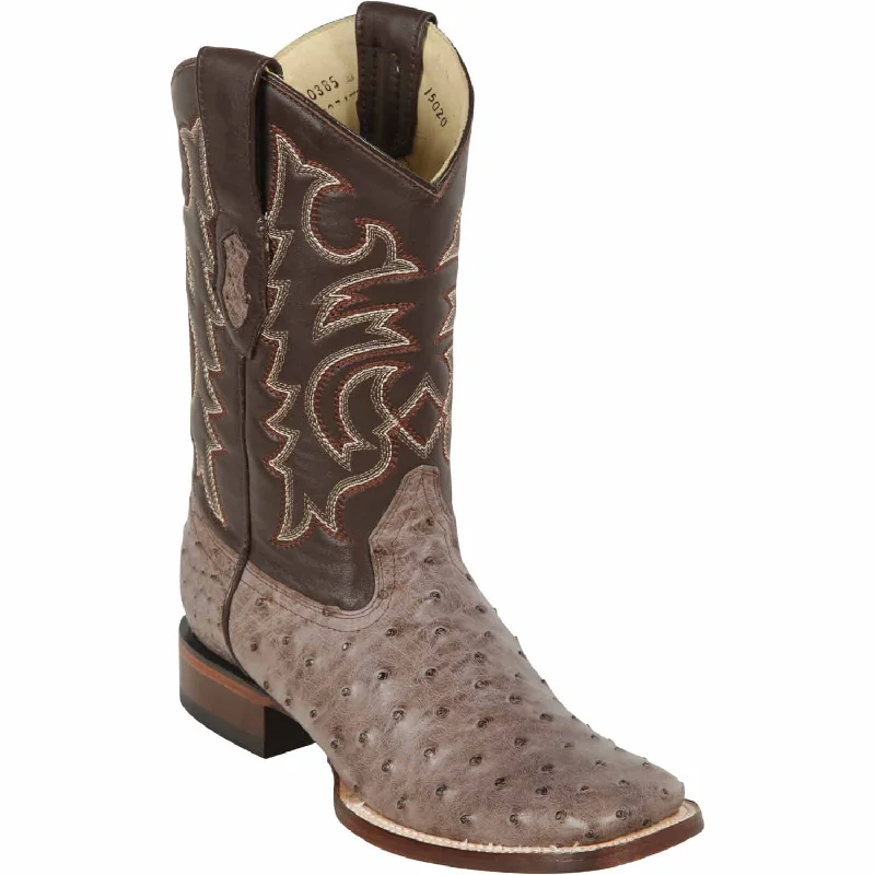 cowboy boots for women with knee-high shaft for dramatic effect-Cowboy boots for minimalistsLos Altos 8220385 Men's Rustic Brown Genuine Ostrich Wide Square Toe Cowboy Boots