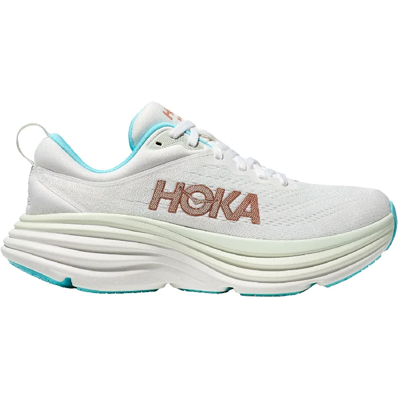 Athletic shoes for active kids-Women's Hoka Bondi 8 Frost/Rose Gold Mesh