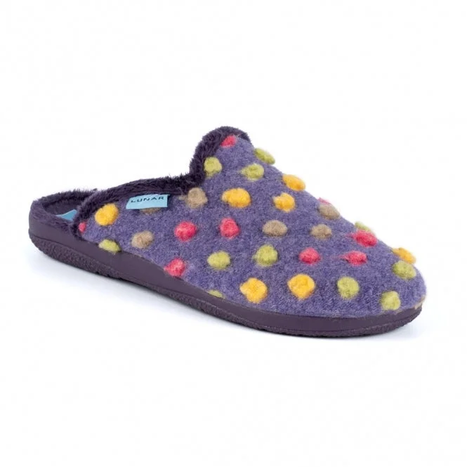 Slippers with durable paddingLunar Montreal KLA126 Ladies Purple Textile Slip On Slippers