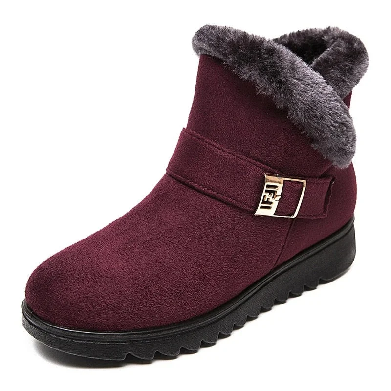 Ankle boots with zipper details-OCW Orthopedic Women Ankle Boots Fur Lined Super Warm Winter Comfortable Shoes