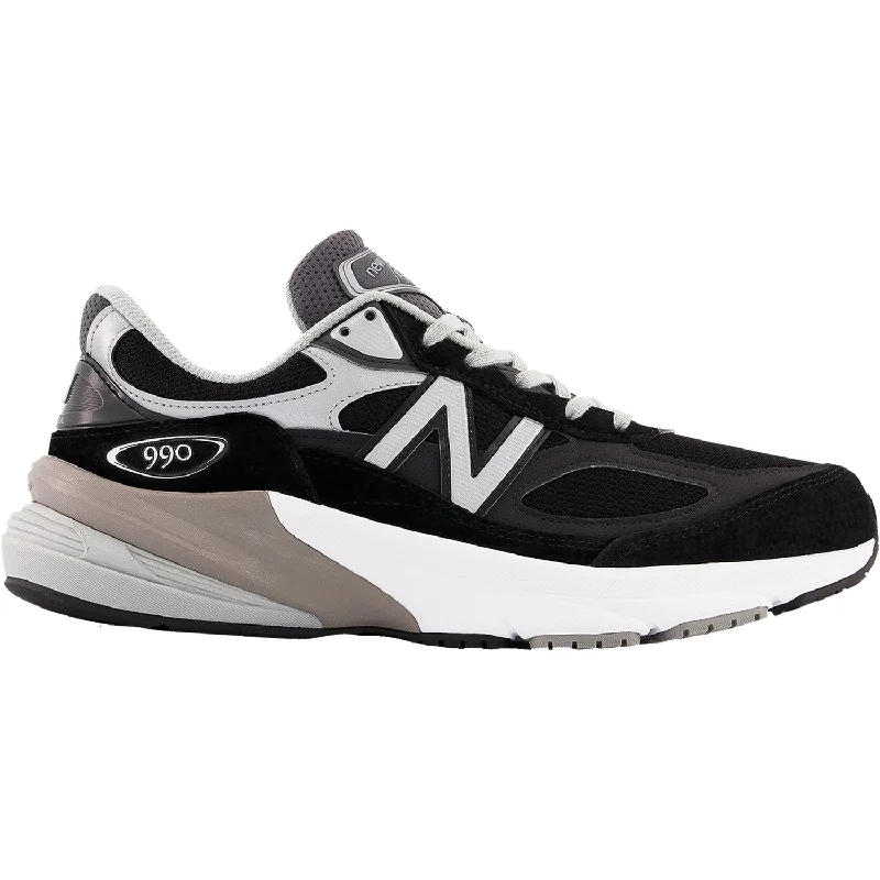 Athletic shoes for fast jogs-Women's New Balance W990BK6 Black/White Suede/Mesh