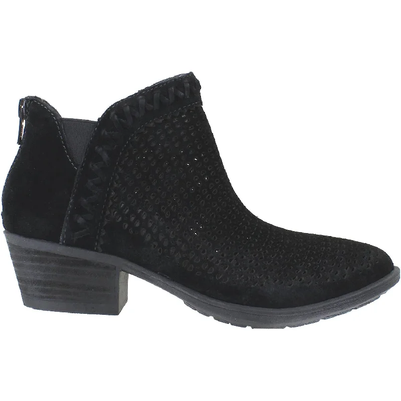 Booties for casual soles-Women's Earth Perry Black Suede