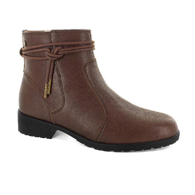 Ankle boots for taller ladies-Strive Lambeth Ladies Chocolate Leather Arch Support Side Zip Ankle Boots