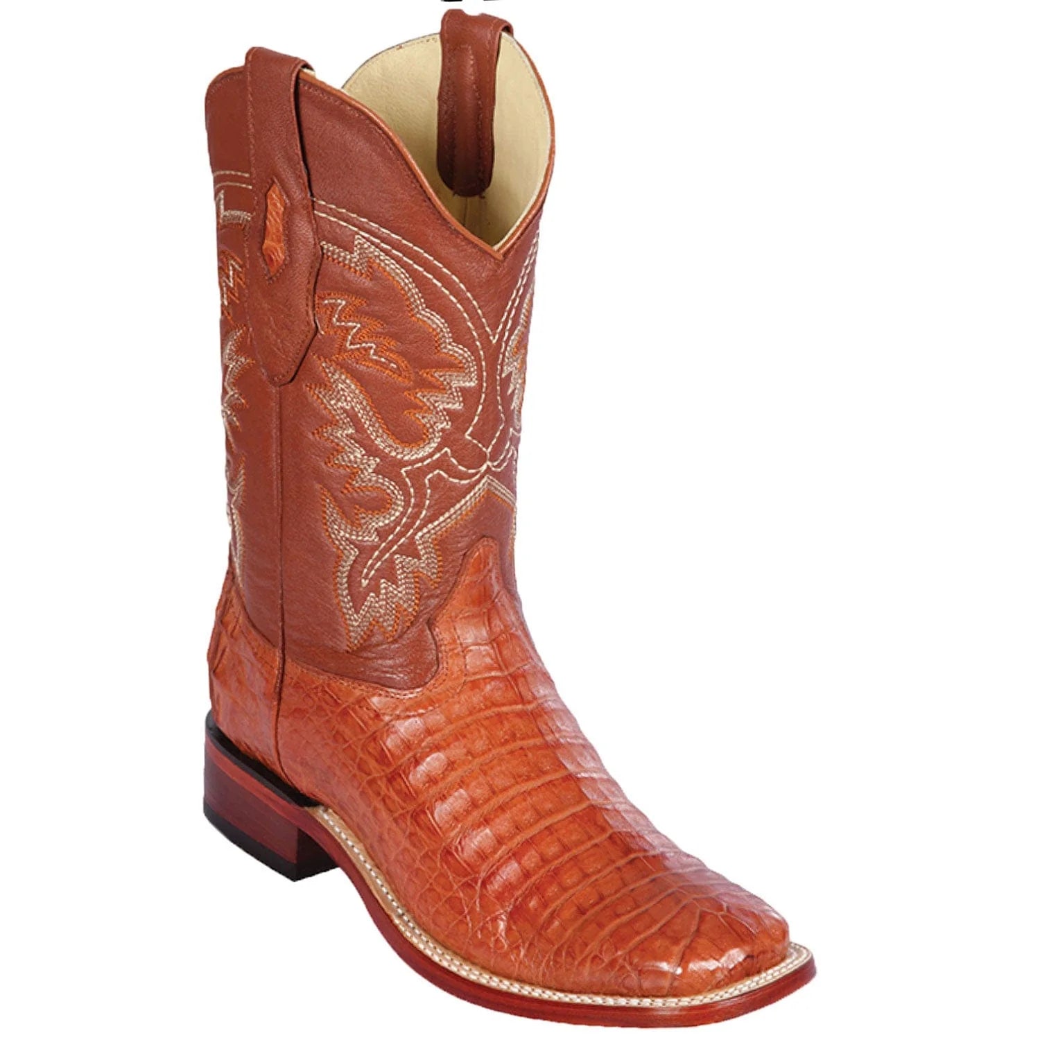 cowboy boots for men with cowboy stitching for a rustic touch-Cowboy boots with bandana printLos Altos 8228203 Men's Cognac Genuine Caiman Belly Wide Square Toe Cowboy Boots