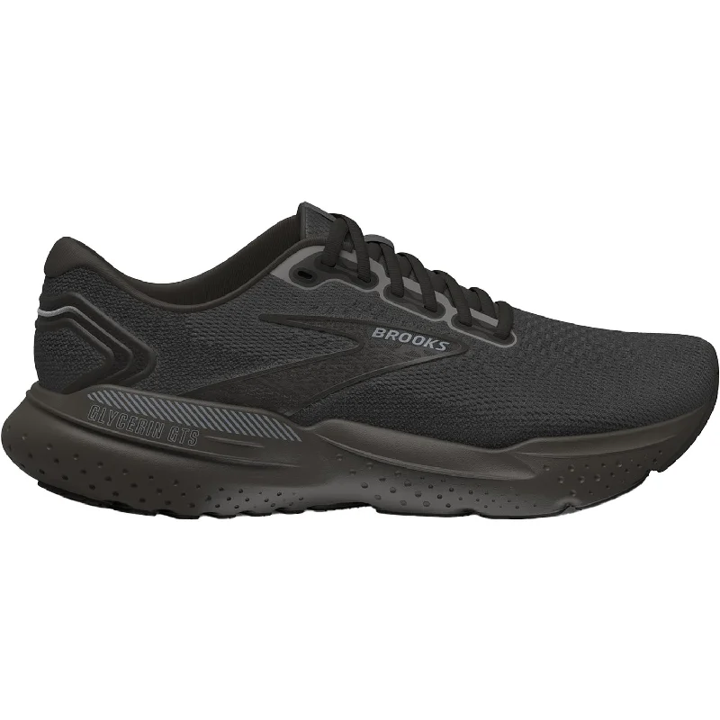 Athletic shoes with bright colors-Men's Brooks Glycerin GTS 21 Black/Black Mesh