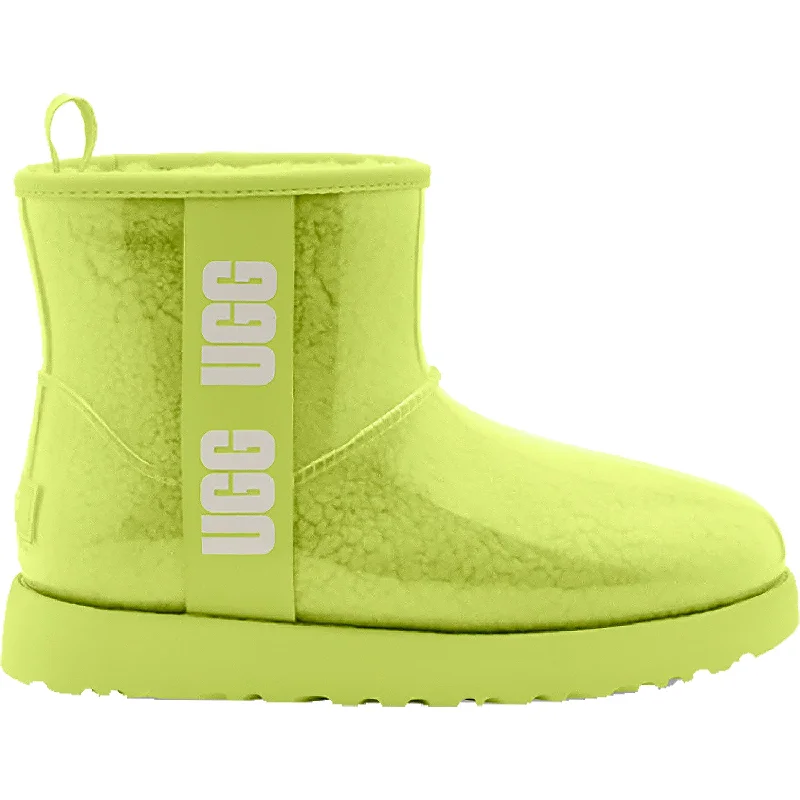 Booties with bold fashion-Women's UGG Classic Clear Mini Pollen Synthetic