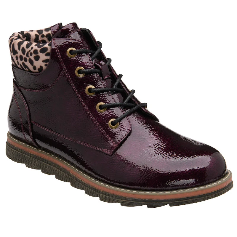 Ankle boots for relaxed wear-Lotus Lexis Ladies Purple/Leopard Zip & Lace Ankle Boots