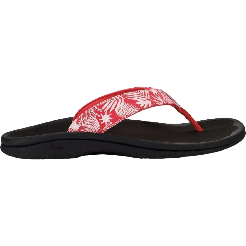 Sandals for zen styleWomen's OluKai Ohana Lehua Flower/Onyx Synthetic