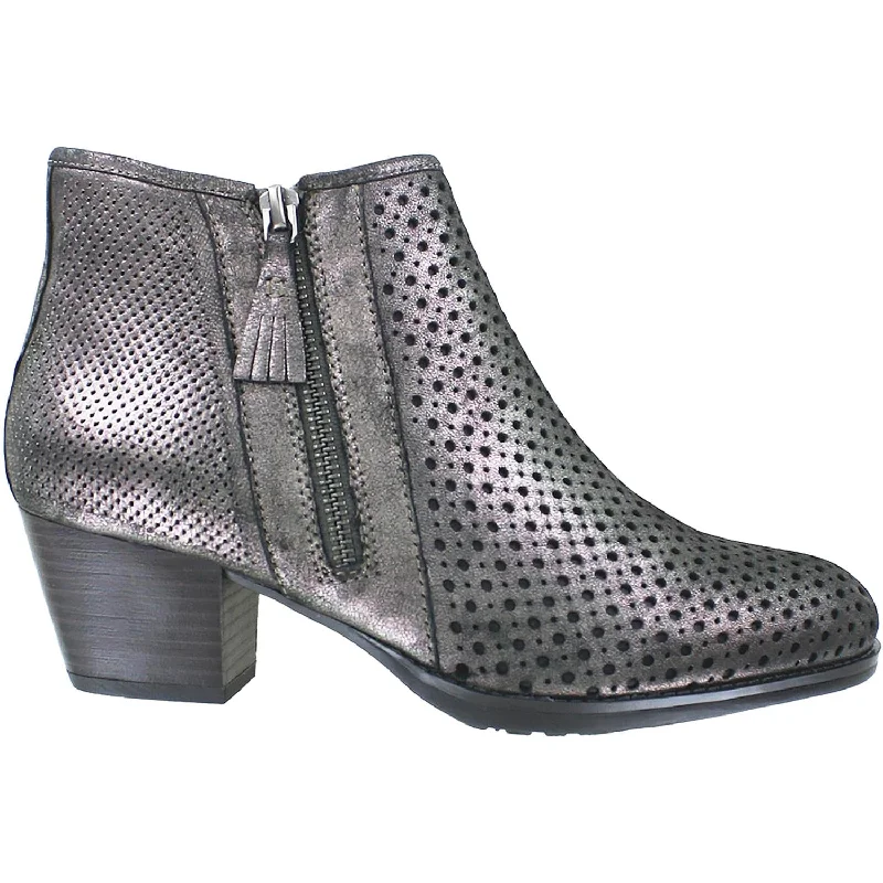 Booties with stylish heels-Women's Earth Pineberry 2 Pewter Metallic Leather