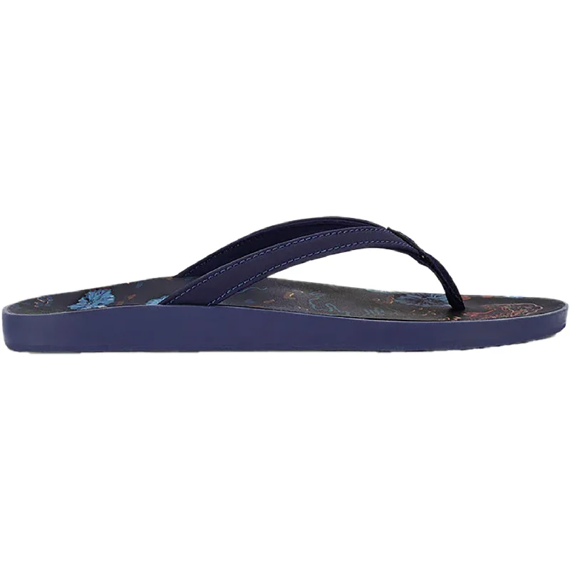 Sandals with tide stepWomen's OluKai Puawe Midnight Navy/Barrier Reef Synthetic