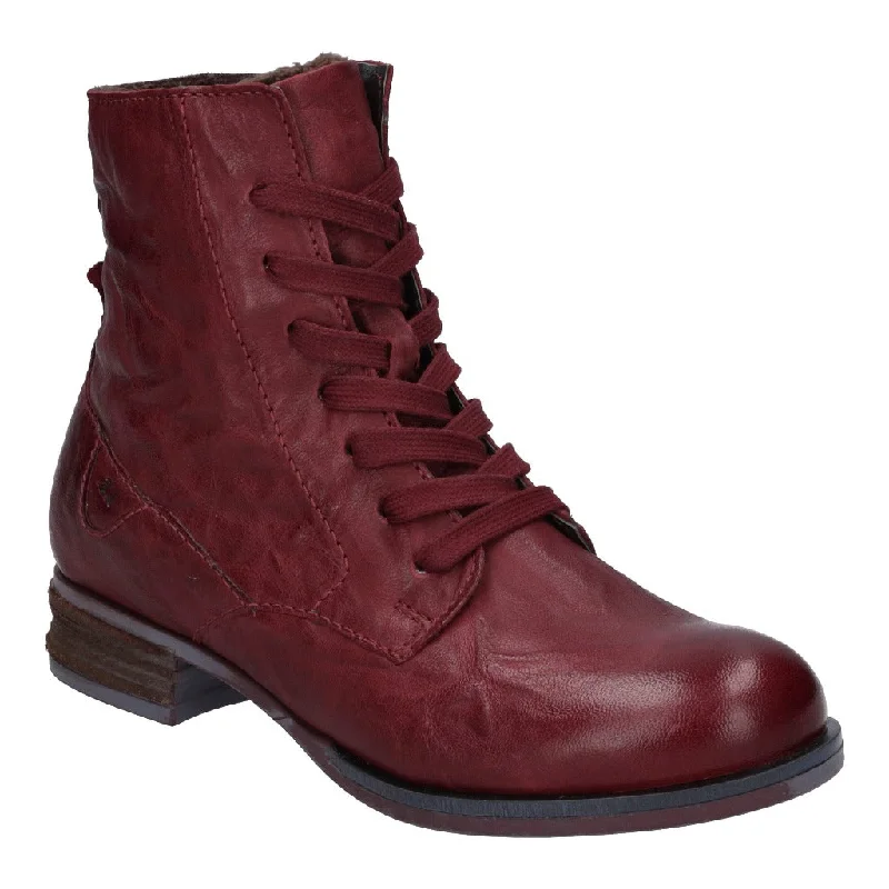 Ankle boots for rainy days-Josef Seibel 76501 Sanja 01 Ladies Bordeaux Leather Arch Support Zip & Lace Ankle Boots