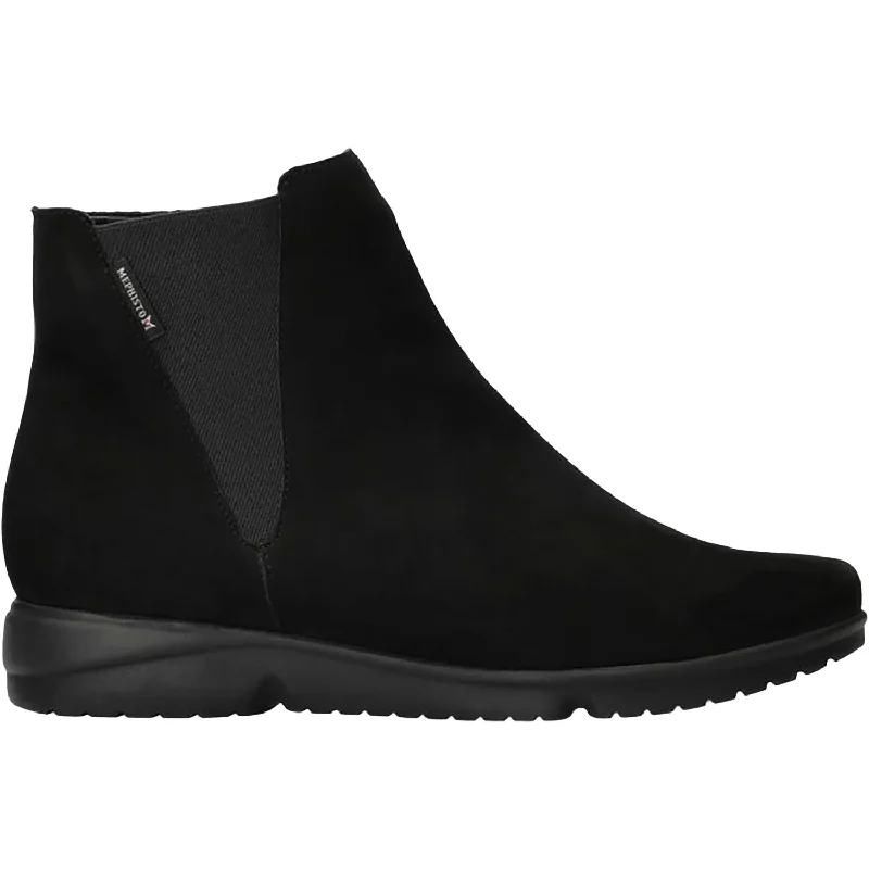 Booties for outdoor fashion-Women's Mephisto Rafaelle Black Bucksoft