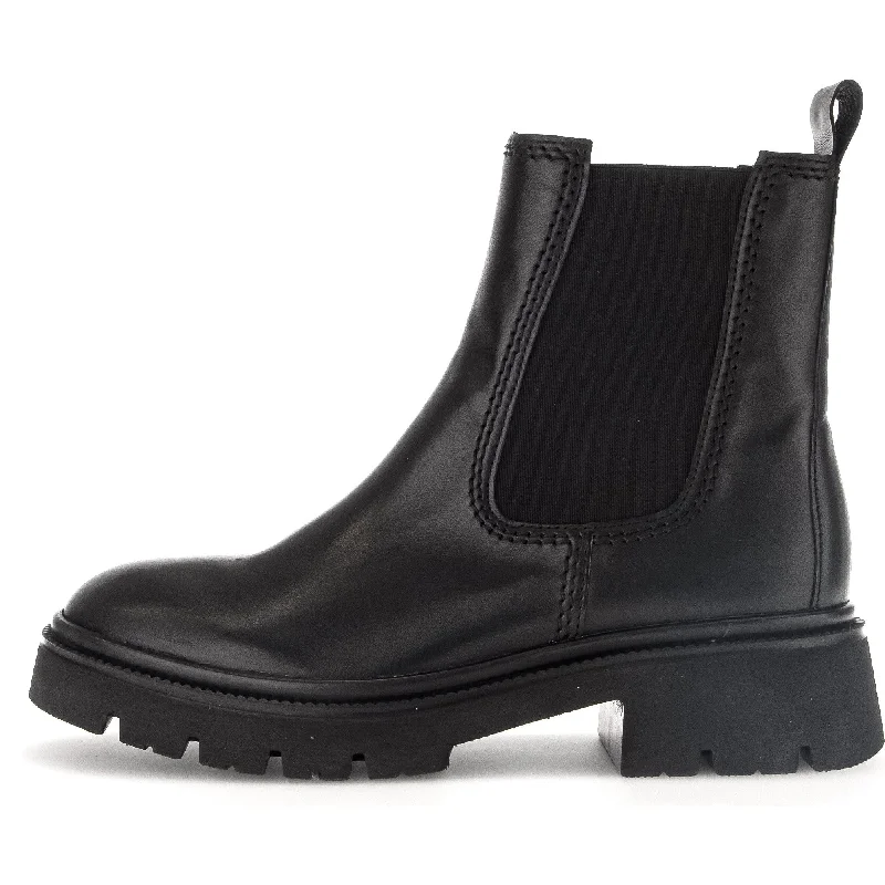 Ankle boots for petites with chains-Gabor Marrisa 51.850.27 Ladies Black Leather Side Zip Ankle Boots