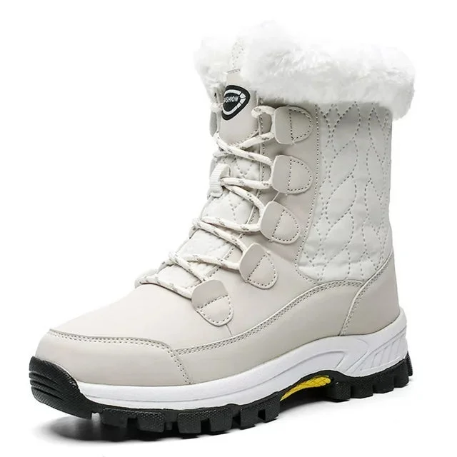 Snow boots for skiing-HARENC Snow Boots For Women Winter Waterproof Shoes Thickened Faux Fur Lined Frosty Warm Outdoor Boots