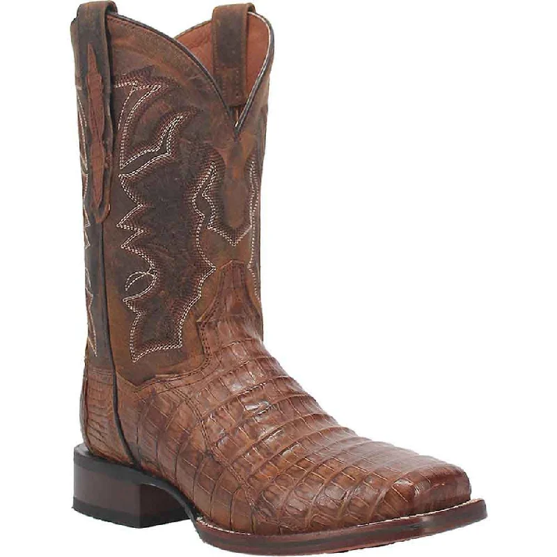 loafers for men with bold accent colors for a unique look-Cowboy boots with island styleDan Post Cowboy Certified Kingsly Caiman Square Toe Apache/Chocolate Boot