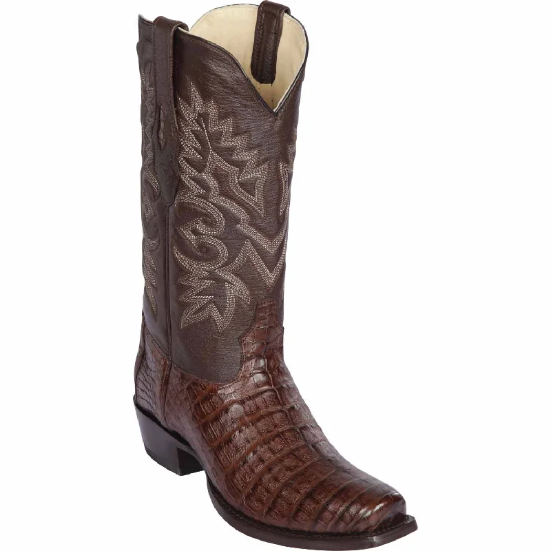 cowboy boots for men with long-lasting wear for outdoor activities-Cowboy boots with adjustable strapsLos Altos 588207 Men's Brown Genuine Caiman Belly 7X Toe Cowboy Boots