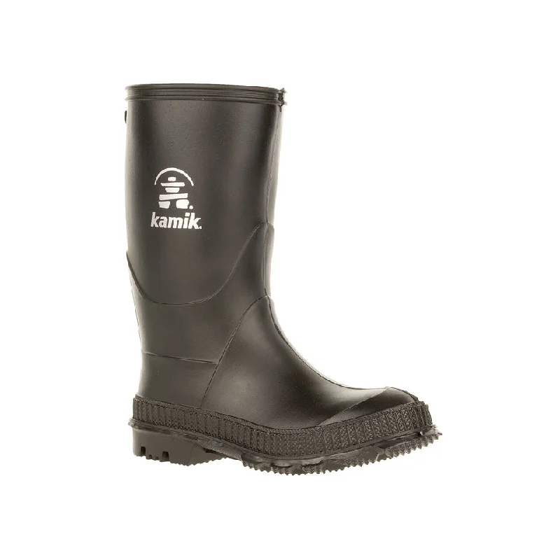 Rain boots with pliable sole-Kamik Kid's Stomp Rainboot Black