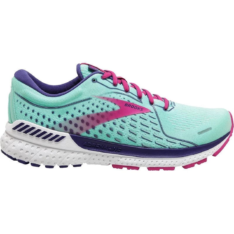 Athletic shoes with gel cushioning-Women's Adrenaline GTS 21 Yucca/Navy/Fuchsia Mesh