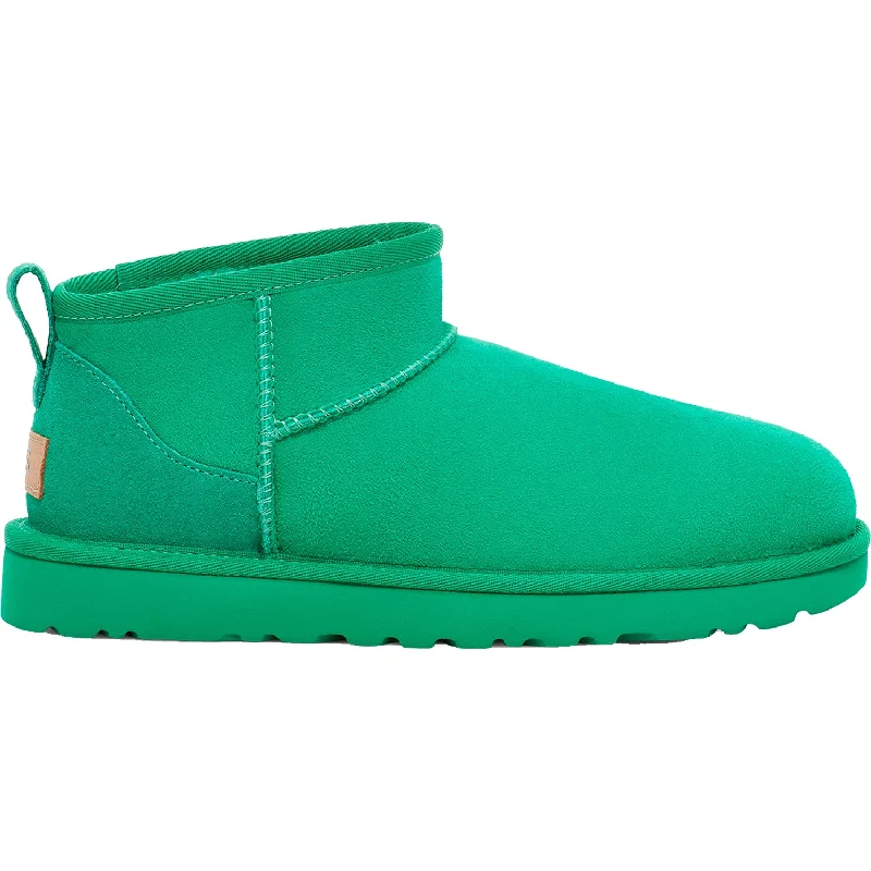 Booties for holiday fashion-Women's UGG Classic Ultra Mini Emerald Green Sheepskin