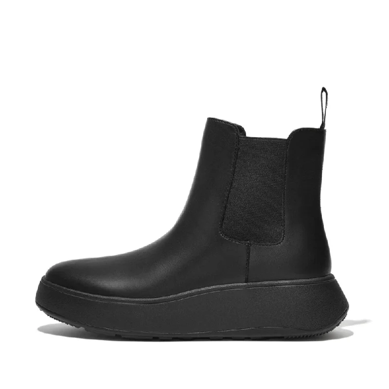 Ankle boots for western look-Fitflop Flatform Chelsea Fh4-090 Ladies Black Leather Pull On Ankle Boots