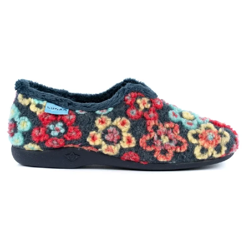 Slippers for foot cozinessLunar KLA144 Hippy Ladies Spanish Navy Textile Slip On Slippers