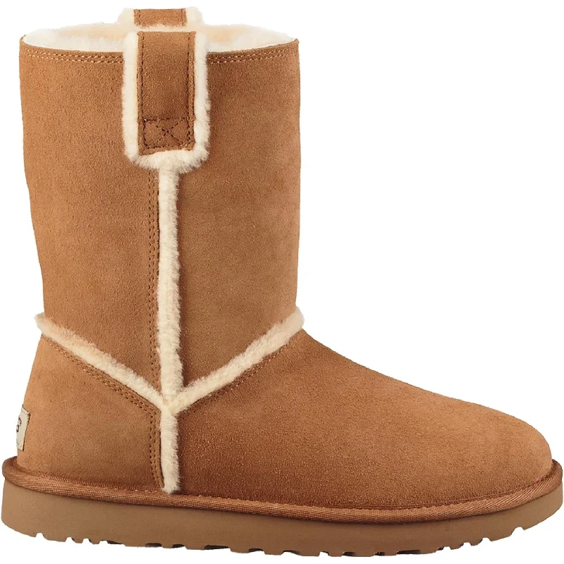 Booties with chic heels-Women's UGG Classic Short Spill Seam Chestnut Suede