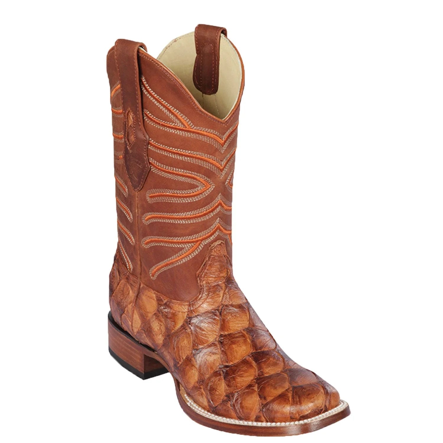 cowboy boots for men with high-quality finish for luxury wear-Cowboy boots with flexible soleLos Altos 8221050 Men's Chedron Genuine Piraruccu Wide Square Toe Cowboy Boots