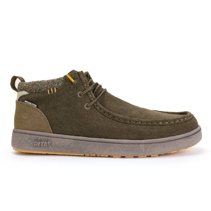 Ankle boots for bargain hunters-Walk in Pitas Coast-Baikal Mens Khaki Suede Waterproof Elasticated Ankle Boots