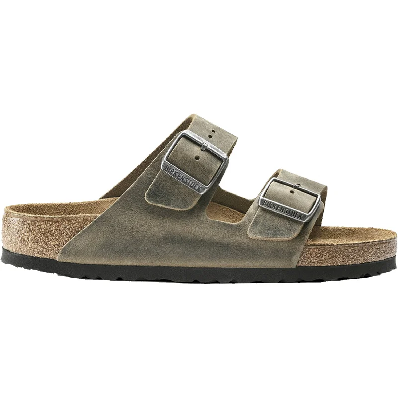 Sandals with dirt resistanceMen's Birkenstock Arizona Soft Footbed Faded Khaki Oiled Leather