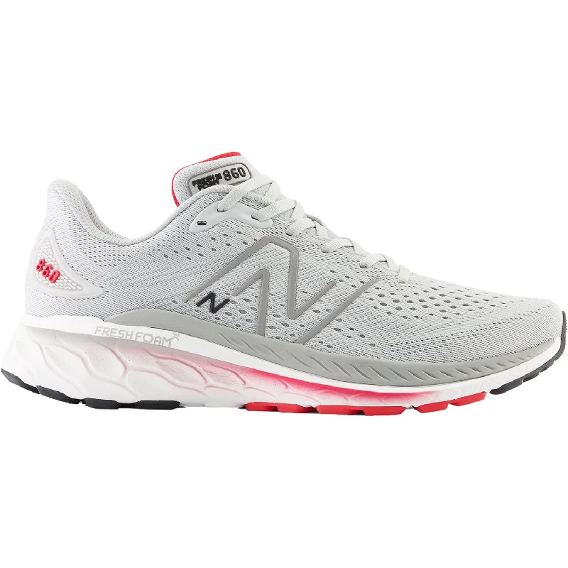 Athletic shoes for half marathons-Men's New Balance M860S13 Fresh Foam X Light Aluminum/True Red/Black Mesh