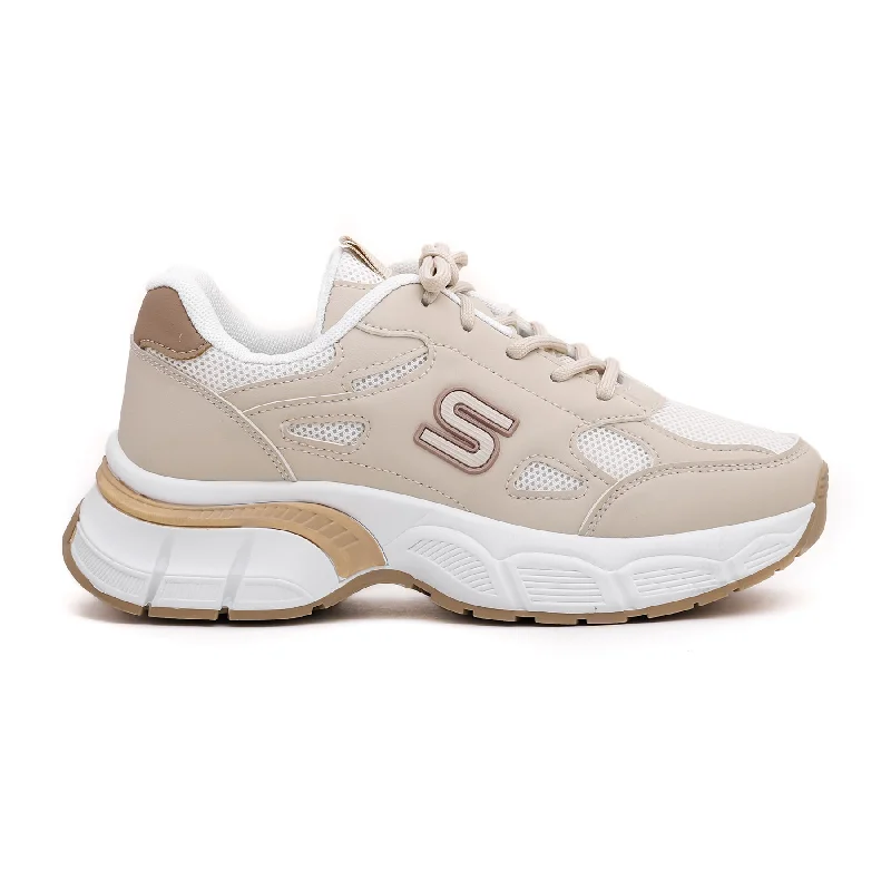 Athletic shoes with lightweight build-Women Beige Jogger AT8092