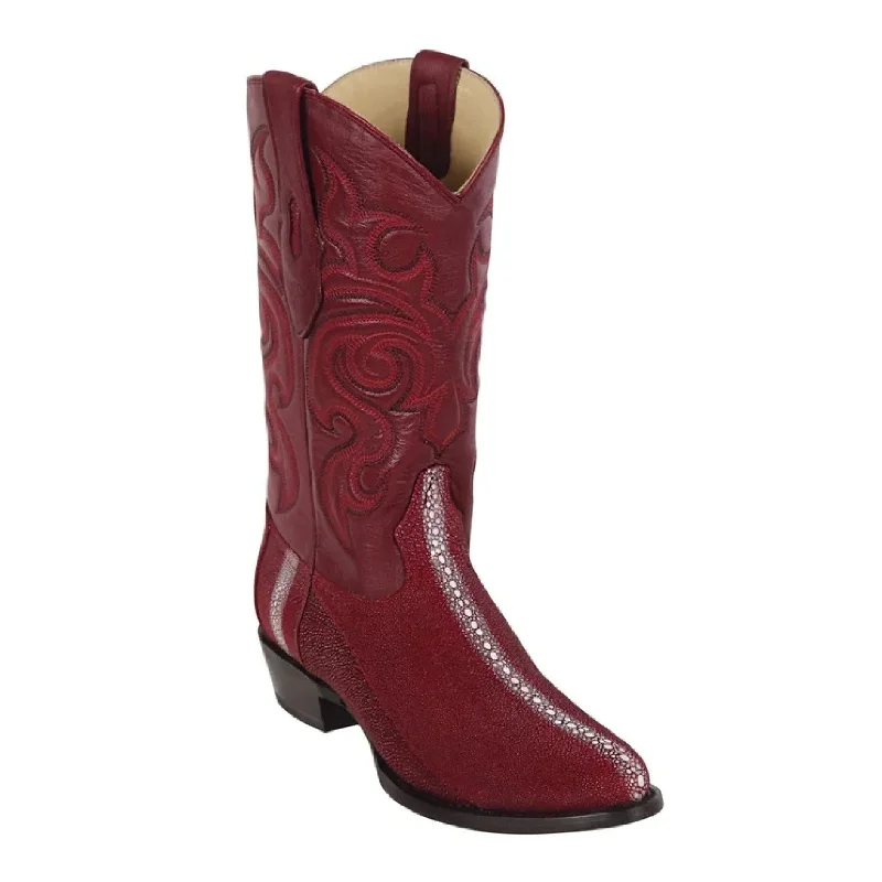 loafers for women with soft insole for added cushioning-Cowboy boots for Valentine’s DayLos Altos 651106 Men's Burgundy Genuine Rowstone Stingray Round Toe Cowboy Boots