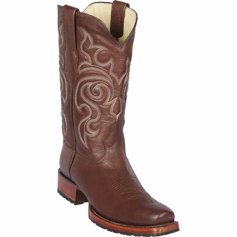 cowboy boots for men with ankle-height shaft for easier movement-Cowboy boots with stretch fabricLos Altos 58T2707 Men's Brown Genuine Grisly 7X Toe Cowboy Boots