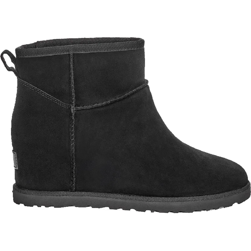 Booties for chic heels-Women's UGG Classic Femme Mini Black Suede