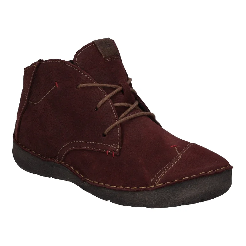 Ankle boots chunky heel-Josef Seibel 59690 Fergey 18 Ladies Bordo Nubuck Arch Support Slip On Ankle Boots