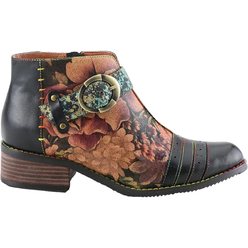 Booties with chic soles-Women's L'Artiste by Spring Step Georgiana-Rose Black Multi Leather