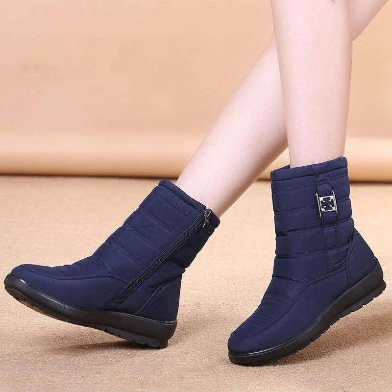 Snow boots for cloudy days-Snow Boots Women Plus Fur Warm Winter Boots Non Slip Ankle Boots