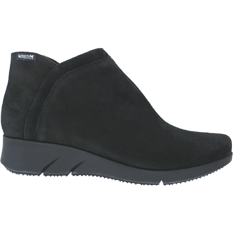 Booties with durable heels-Women's Mephisto Margaux Black Bucksoft Nubuck