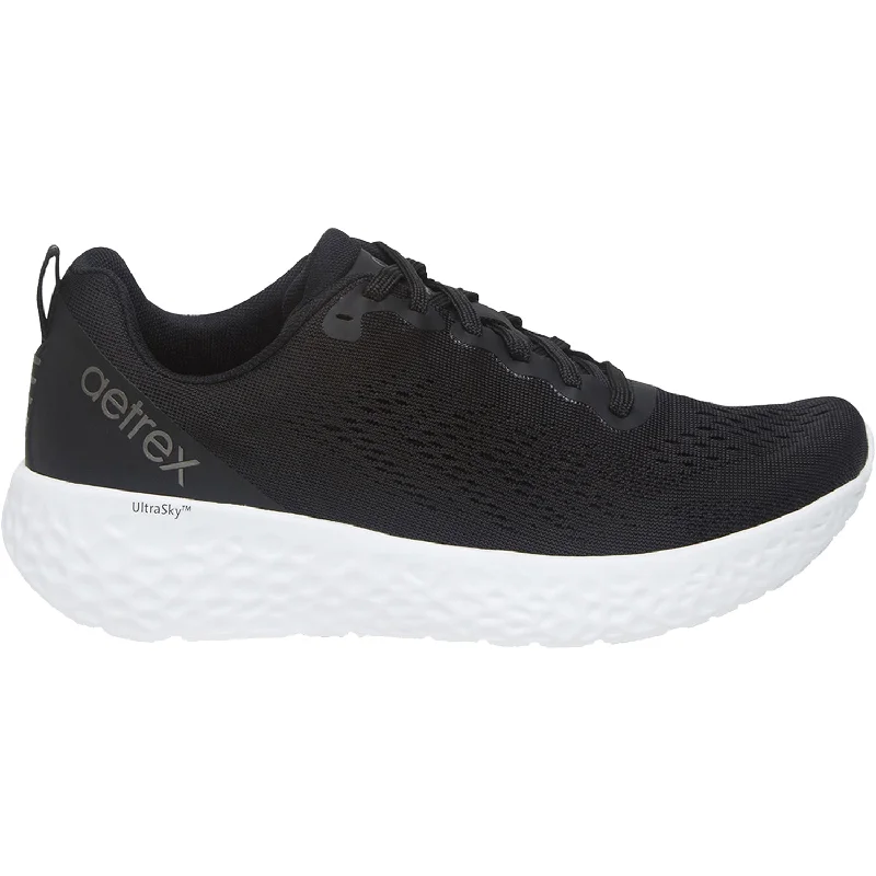 Athletic shoes for tennis players-Women's Aetrex Danika Black Mesh