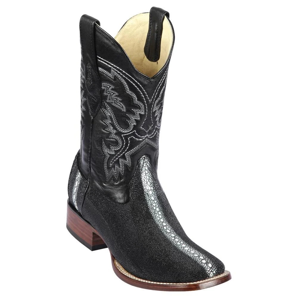 cowboy boots for women with chic and modern style for everyday wear-Cowboy boots for steampunkLos Altos 8221105 Men's Black Genuine Stingray Rowstone Wide Square Toe Cowboy Boots