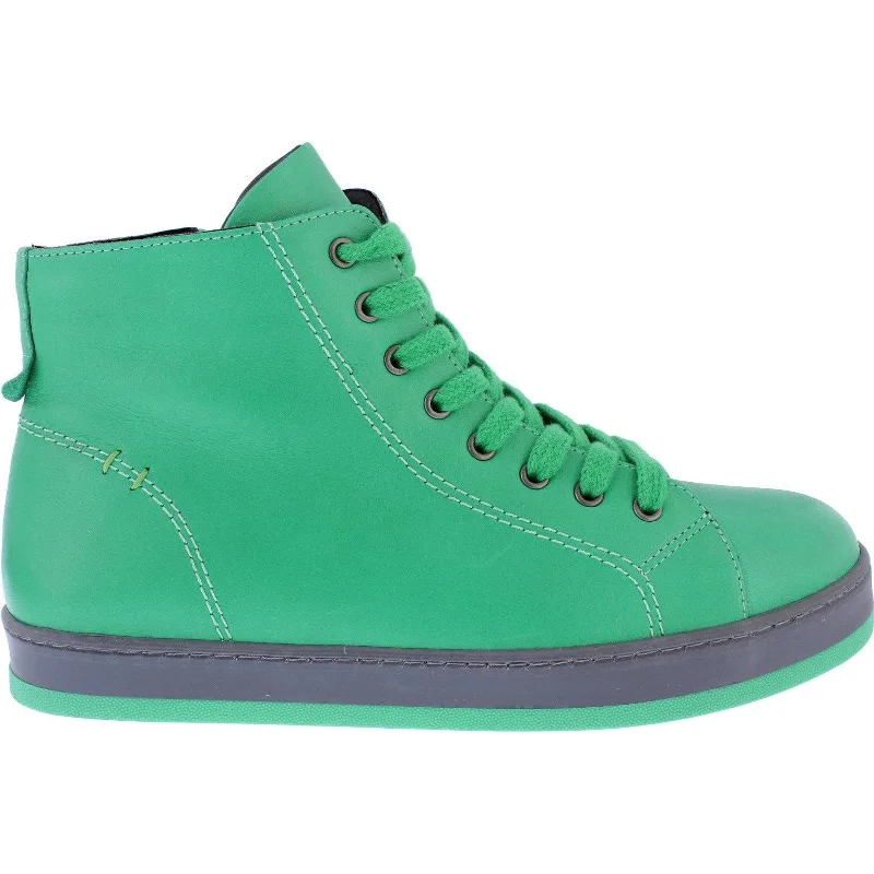 Ankle boots for teens-Adesso Yankee Ladies Emerald Green Leather Zip & Lace Ankle Boots