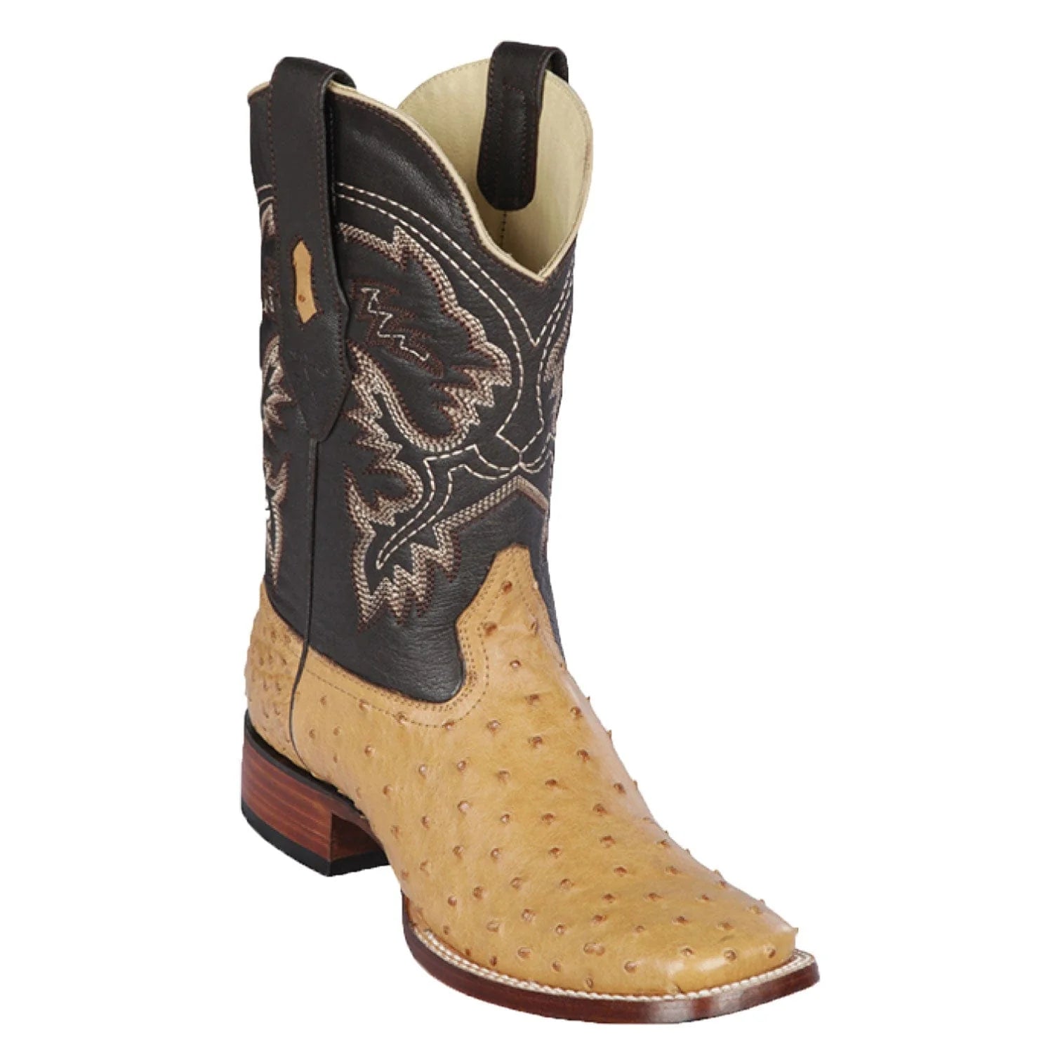 cowboy boots for men with square toe for a bold statement-Cowboy boots with vintage stitchingLos Altos 8220353 Men's Antique Saddle Genuine Ostrich Wide Square Toe Cowboy Boots