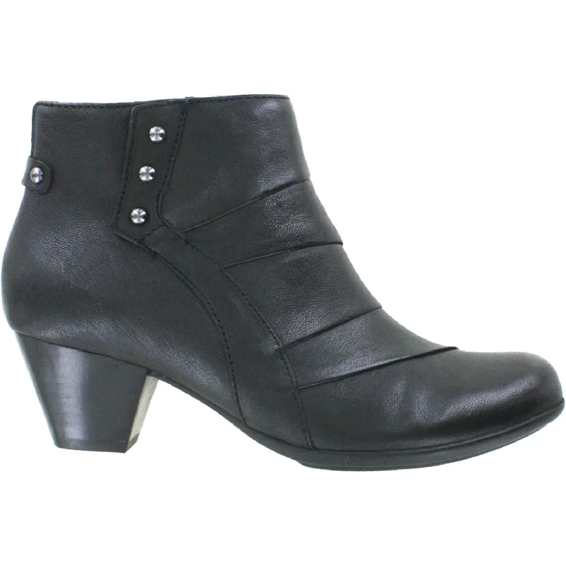 Booties with firm heels-Women's Earth Hope Black Leather