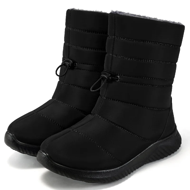 Snow boots insulated-Snow Boots For Womens Winter Booties Shoes with Warm Fuzzy Faux Fur