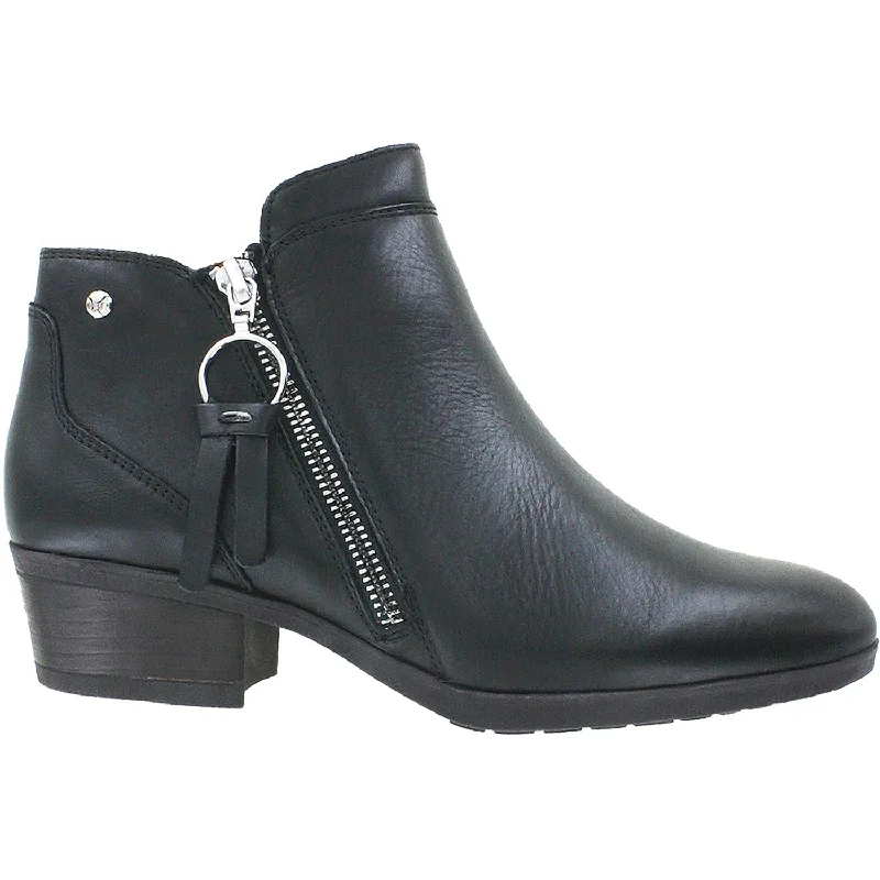 Booties for holiday comfort-Women's Pikolinos Daroca W1U-8590 Black Leather