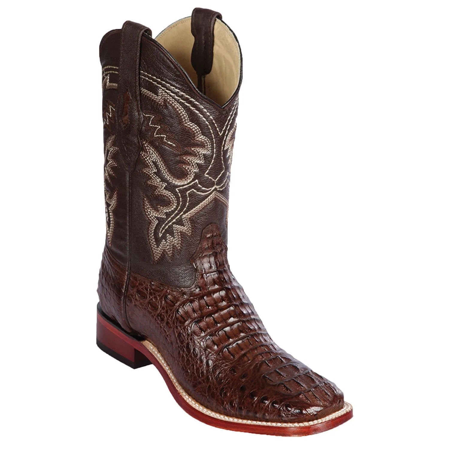 cowboy boots for women with pointed heel for a sleek silhouette-Cowboy boots for Texas styleLos Altos 8220207 Men's Brown Genuine Caiman Hornback Wide Square Toe Cowboy Boots