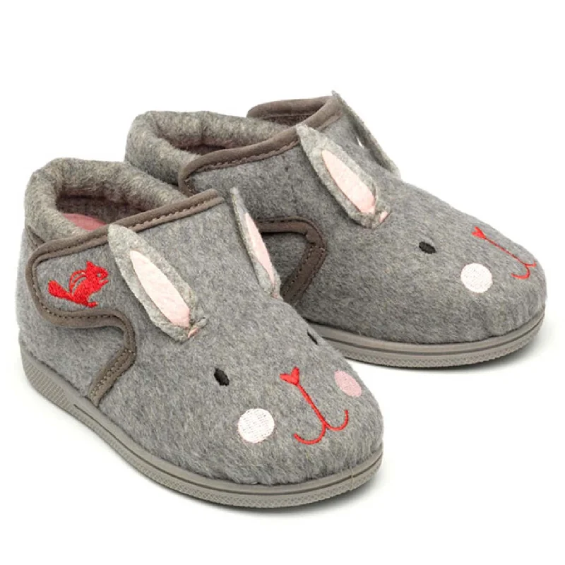 Slippers with plush cushionChipmunk Katie Childrens Grey Bunny Slippers